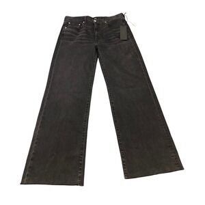 NEW Anthropologie Edwin Marli Raw Hem Jeans 30 Fog‎ Black High Rise Wide Leg
